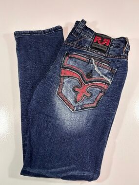 Mens Rock Revival Jean "Jaser" Red Cobra Leather Insert Straight 36